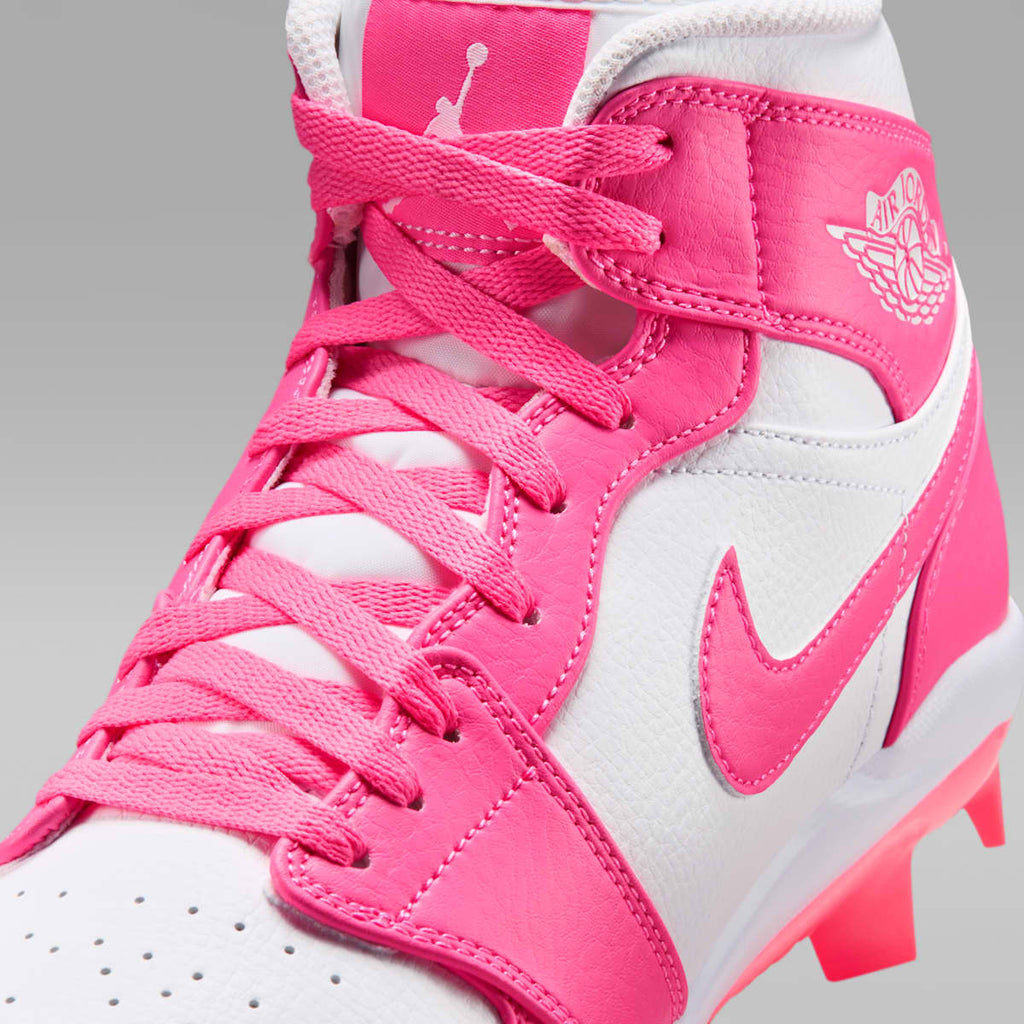 Jordan 1 Retro MCS Men's Baseball Cleats - White/Sunset Pulse/Digital Pink - Image 8