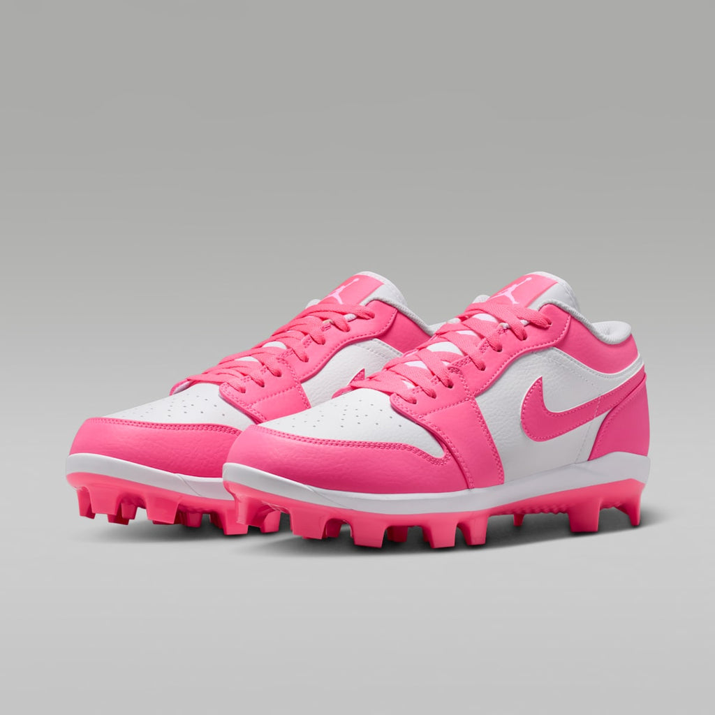 Jordan 1 Retro MCS Low Men's Baseball Cleats - White/Sunset Pulse/Digital Pink - Image 5