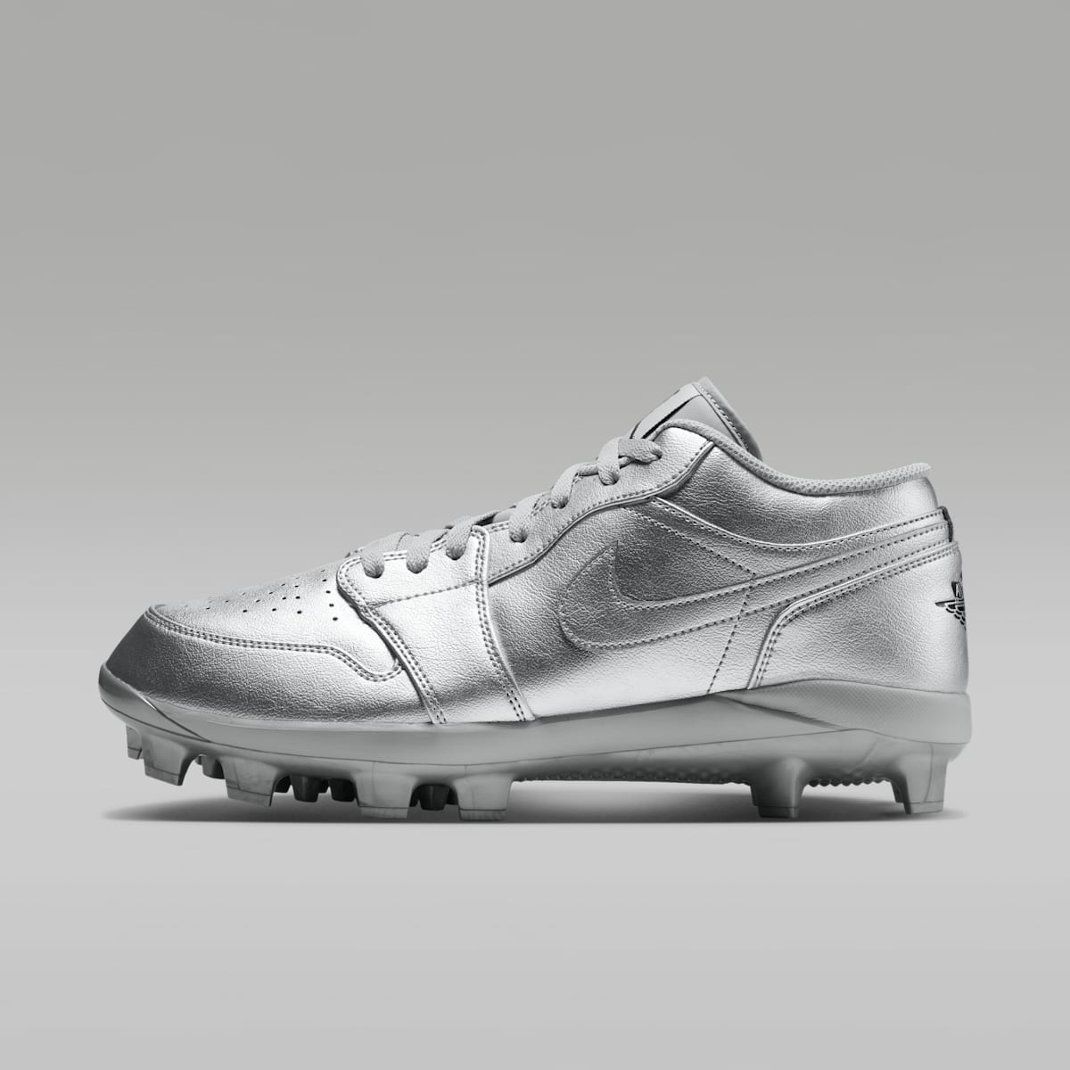 Jordan 1 Retro MCS Low Men's Baseball Cleats - Metallic Silver/Black - Image 1