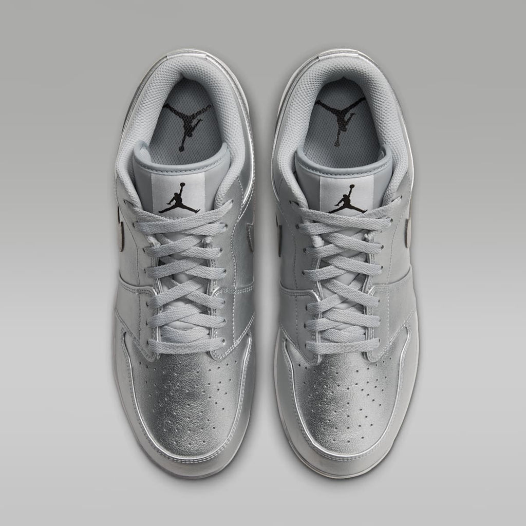 Jordan 1 Retro MCS Low Men's Baseball Cleats - Metallic Silver/Black - Image 4