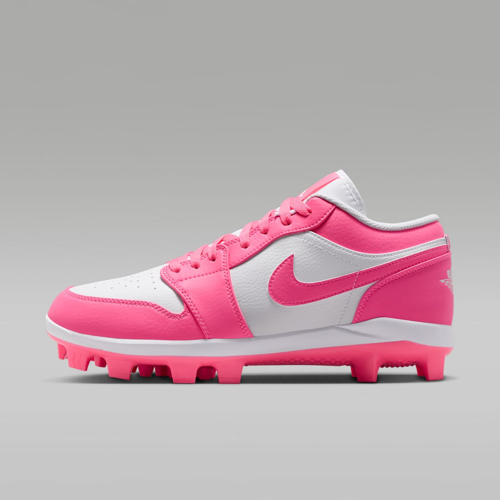 Jordan 1 Retro MCS Low Men's Baseball Cleats - White/Sunset Pulse/Digital Pink - Image 1