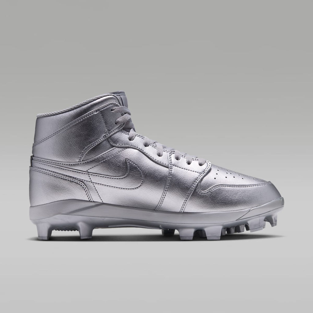 Jordan 1 Retro MCS Men's Baseball Cleats - Metallic Silver/Black - Image 3