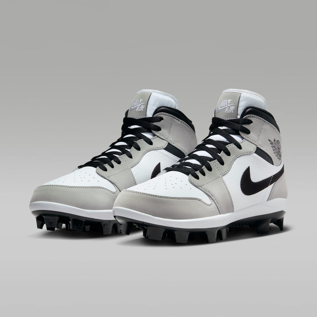 Jordan 1 Retro MCS Men's Baseball Cleats - Light Smoke Grey/White/Black - Image 5