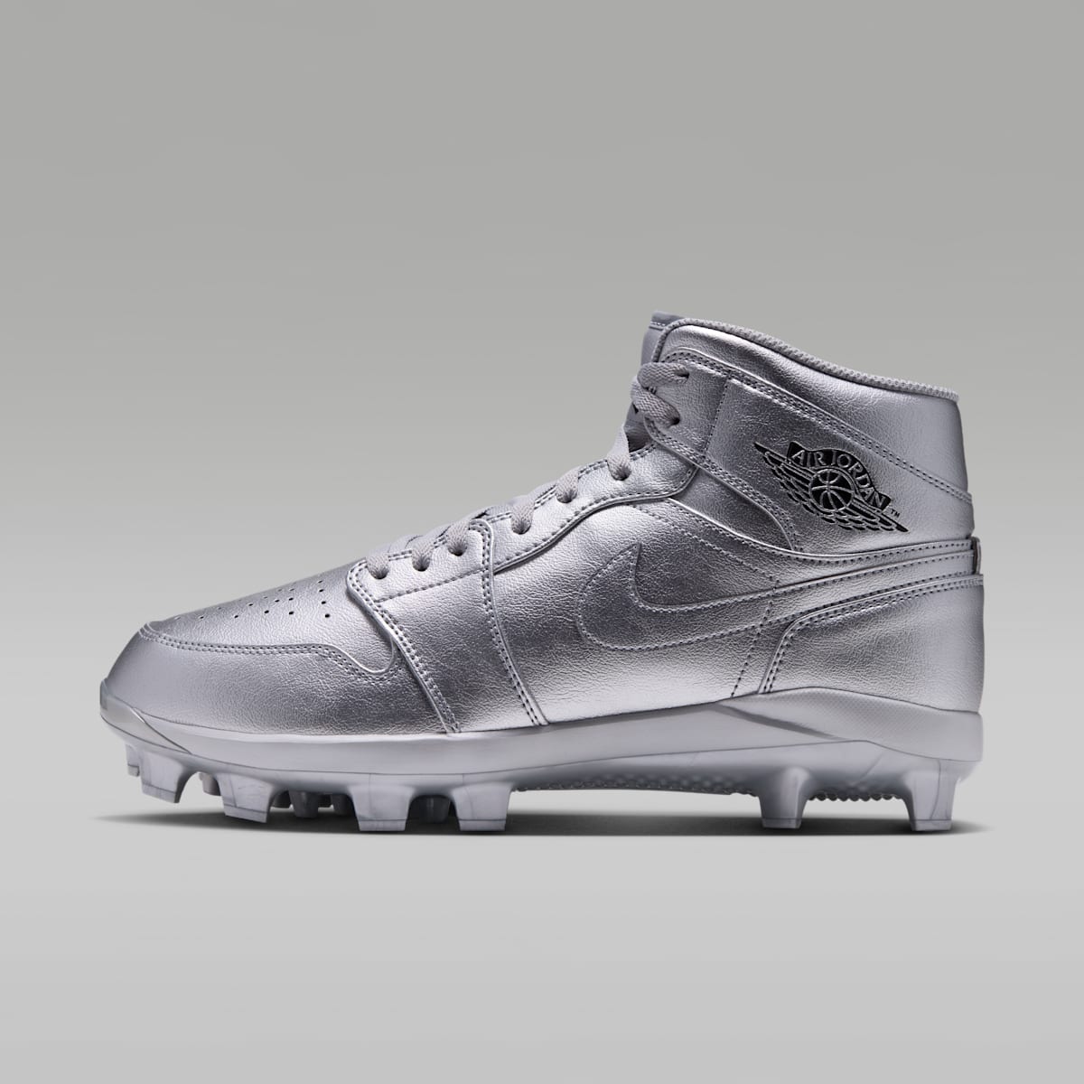 Jordan 1 Retro MCS Men's Baseball Cleats - Metallic Silver/Black - Image 1