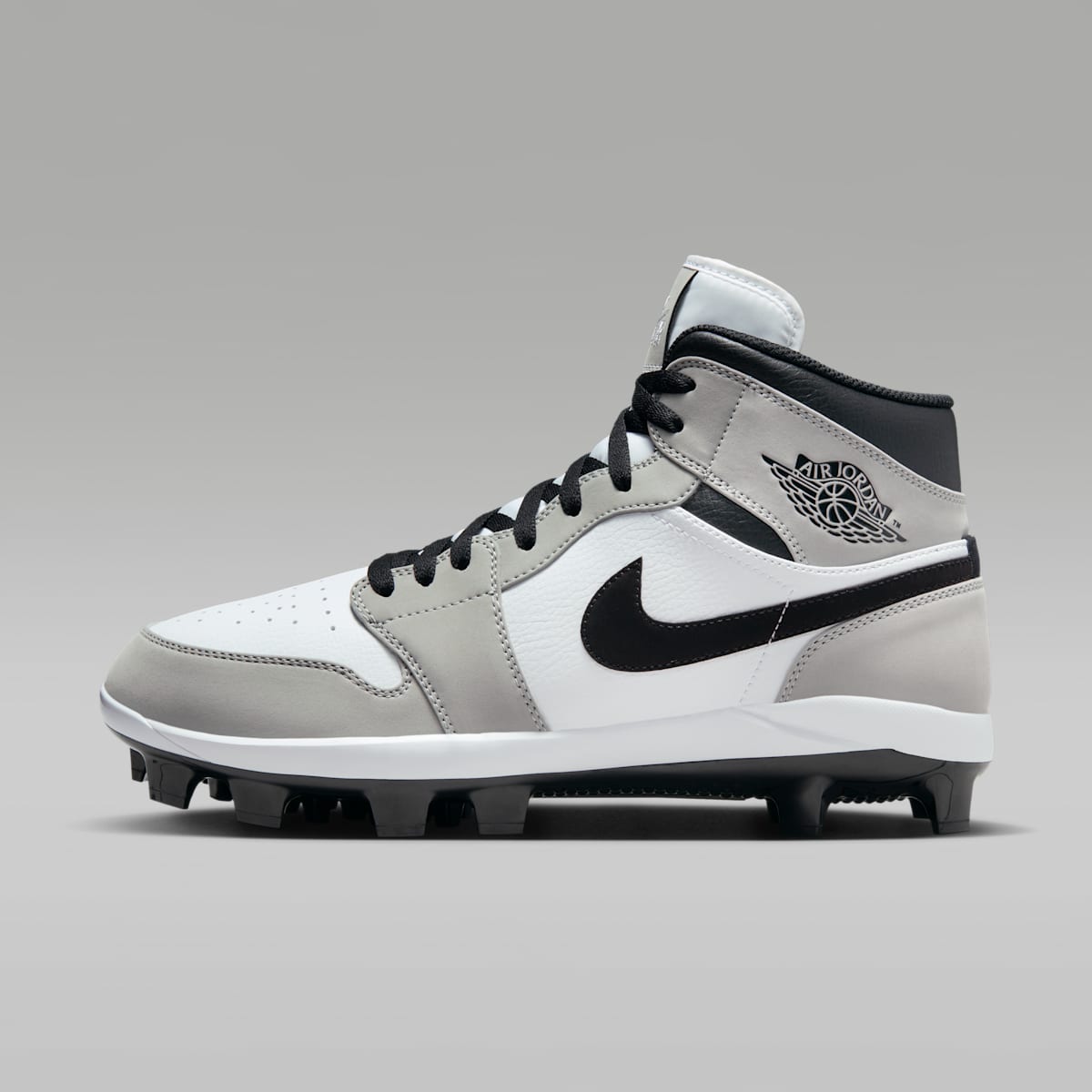 Jordan 1 Retro MCS Men's Baseball Cleats - Light Smoke Grey/White/Black - Image 1