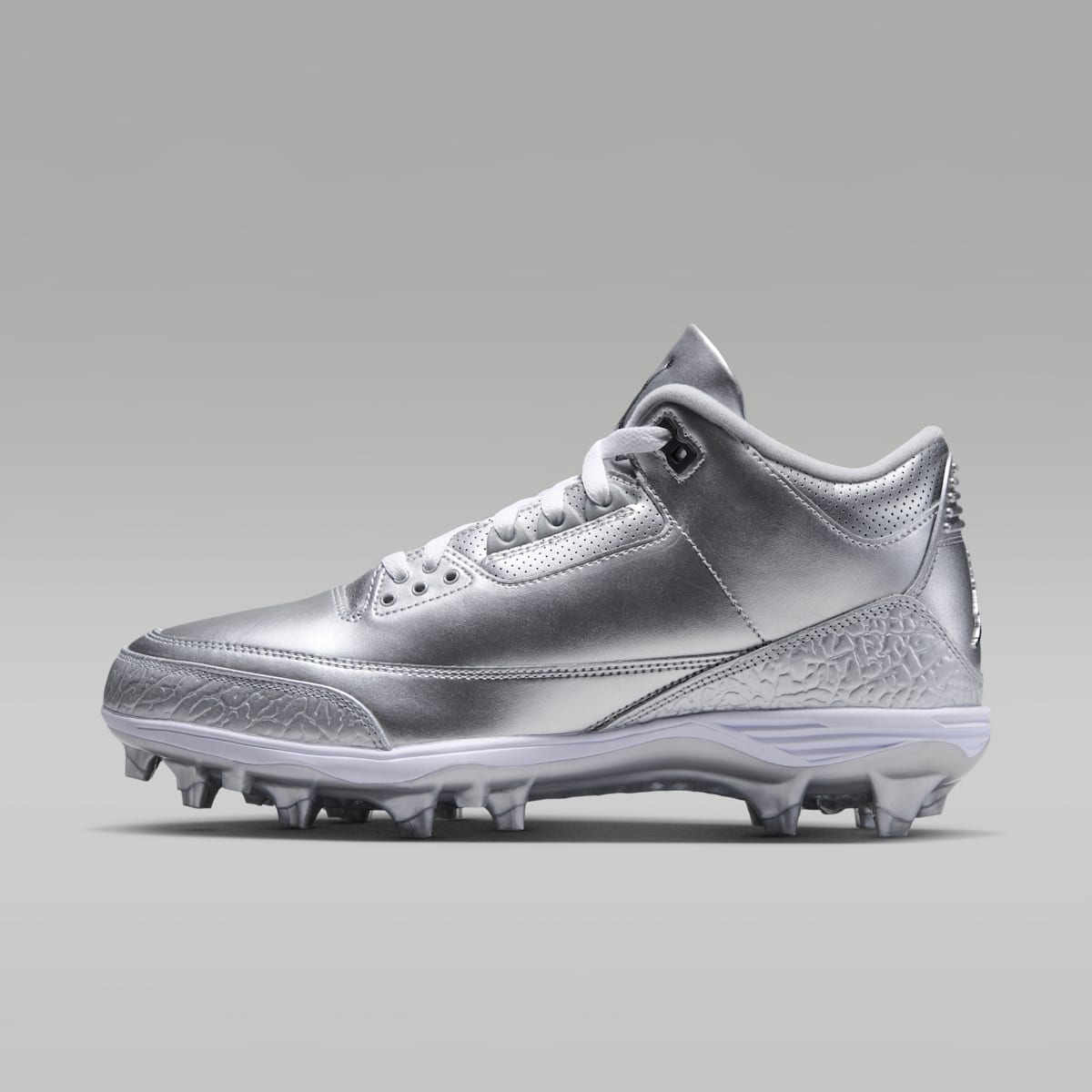 Jordan 3 Mid TD Men's Football Cleats - Metallic Silver/White/Black - Image 1