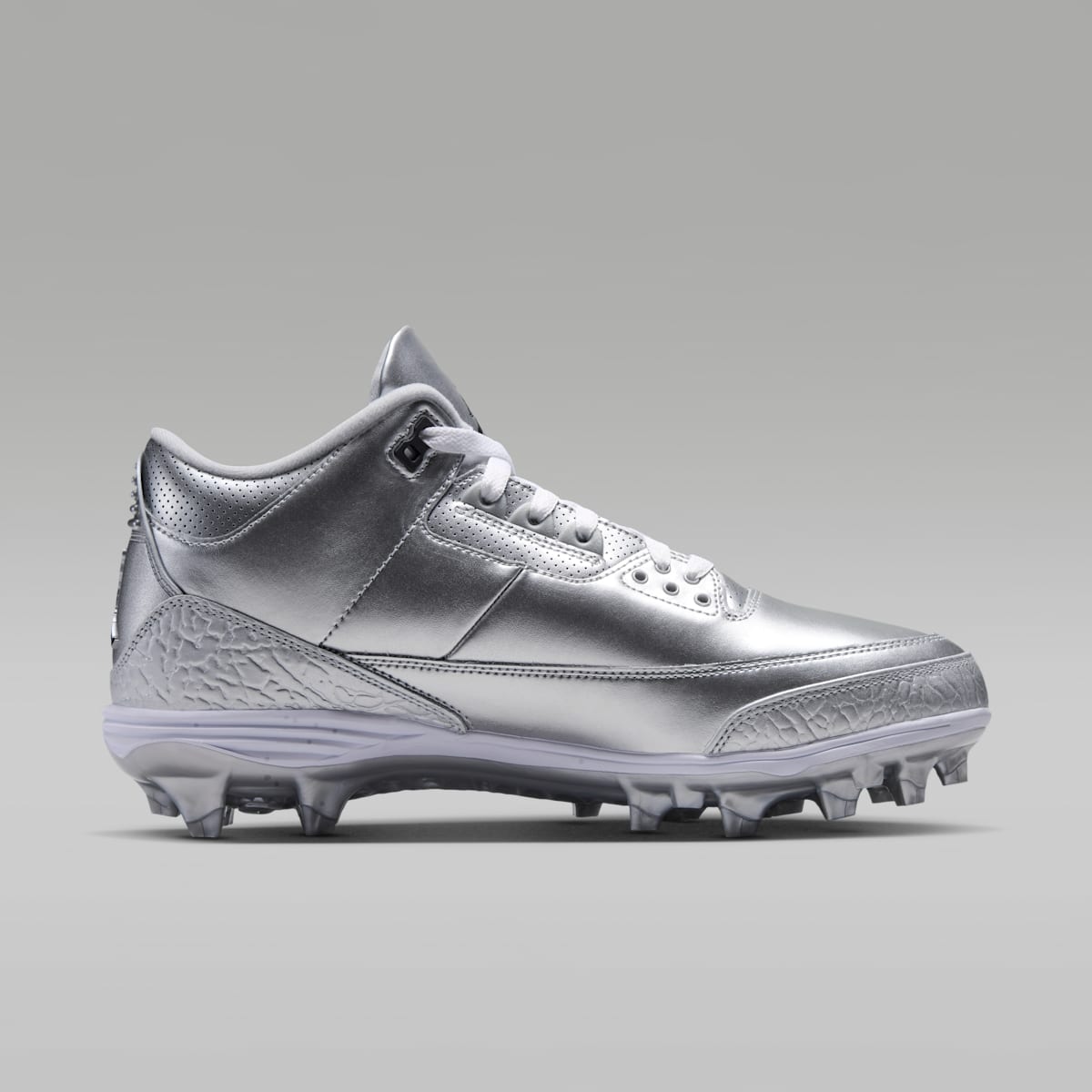 Jordan 3 Mid TD Men's Football Cleats - Metallic Silver/White/Black - Image 3