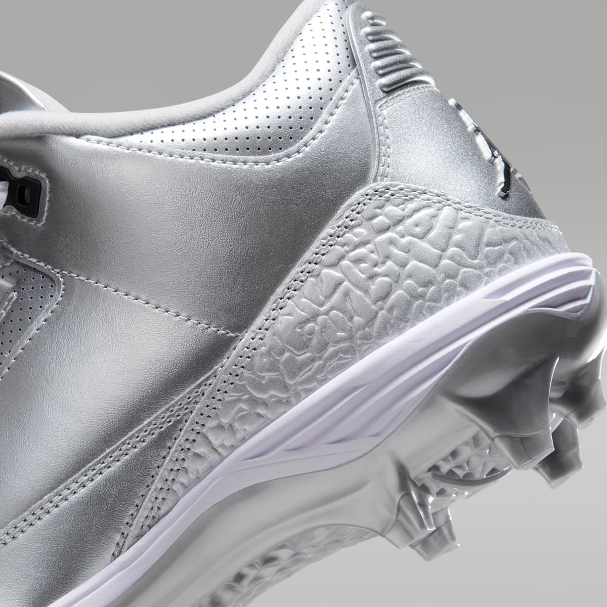 Jordan 3 Mid TD Men's Football Cleats - Metallic Silver/White/Black - Image 9