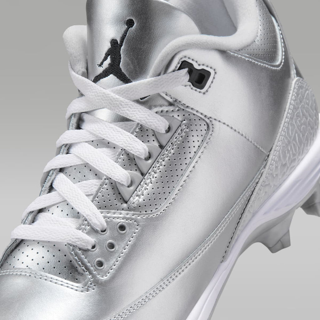 Jordan 3 Mid TD Men's Football Cleats - Metallic Silver/White/Black - Image 8