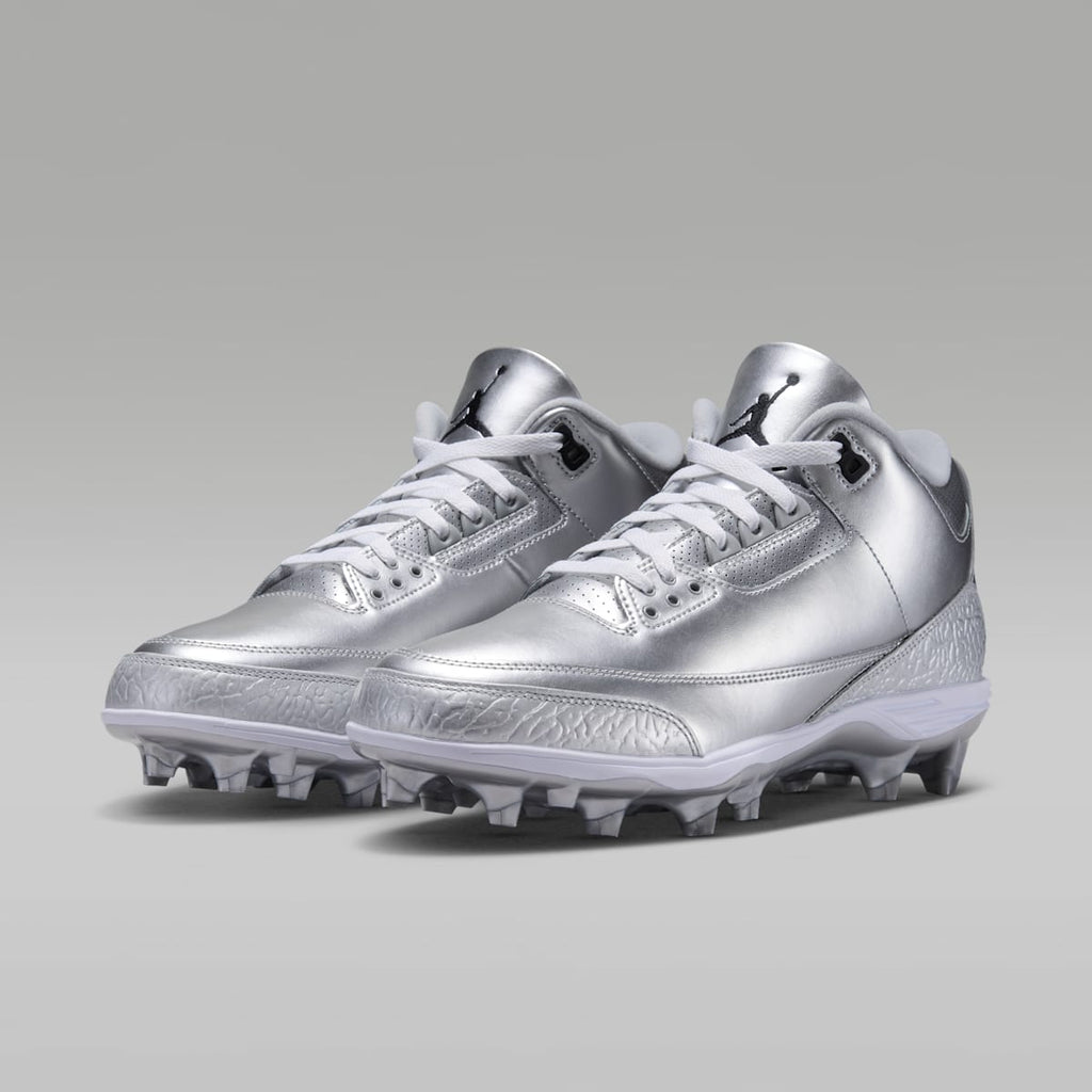 Jordan 3 Mid TD Men's Football Cleats - Metallic Silver/White/Black - Image 5