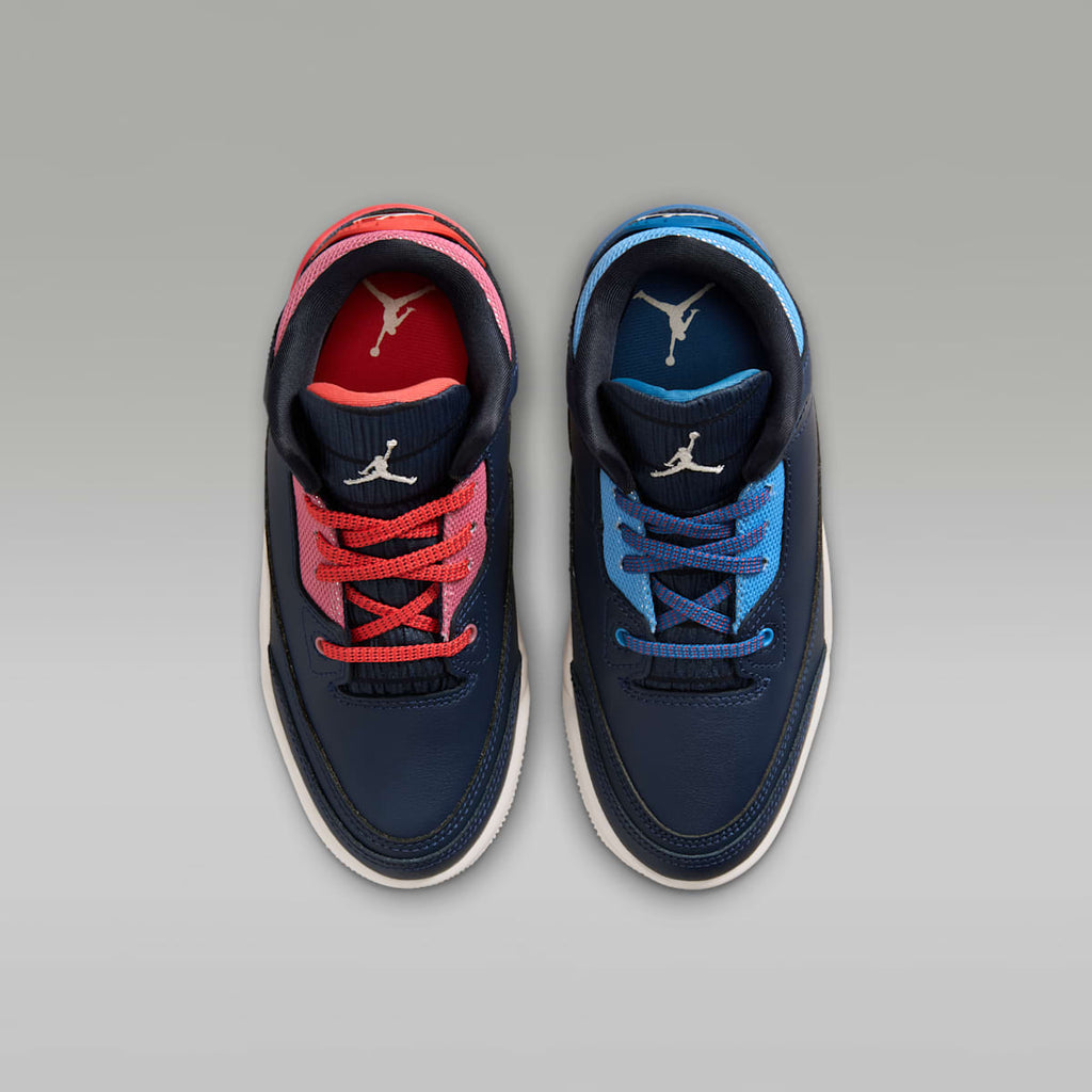 Jordan 3 Retro "Sport Renaissance" Little Kids' Shoes - Obsidian/Track Red/Chalk/Chalk - Image 4