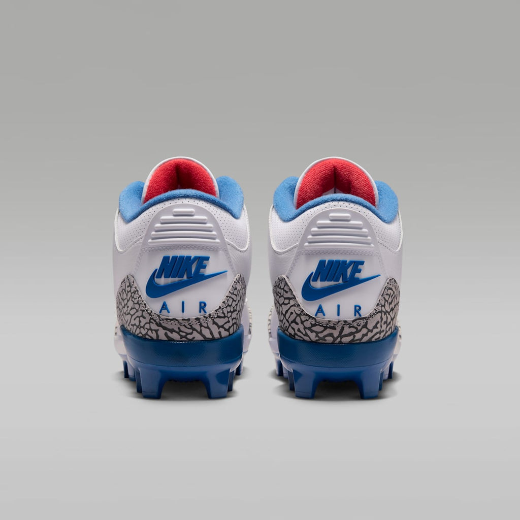 Jordan 3 Retro MCS "True Blue" Men's Baseball Cleats - White/True Blue/Cement Grey/Fire Red - Image 6
