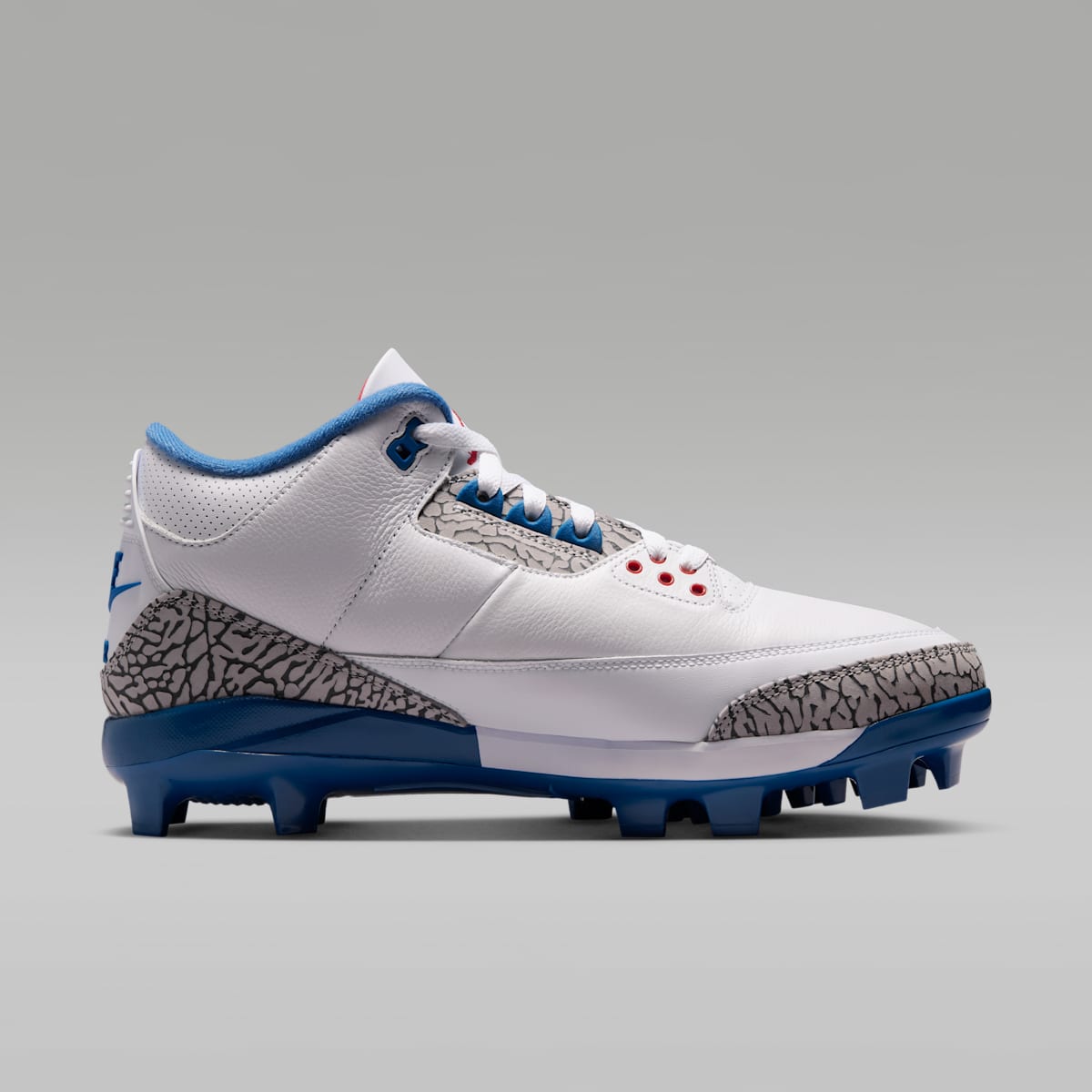 Jordan 3 Retro MCS "True Blue" Men's Baseball Cleats - White/True Blue/Cement Grey/Fire Red - Image 3