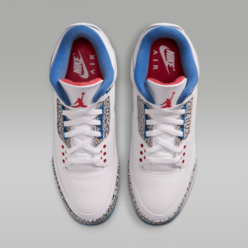 Jordan 3 Retro MCS "True Blue" Men's Baseball Cleats - White/True Blue/Cement Grey/Fire Red - Image 4