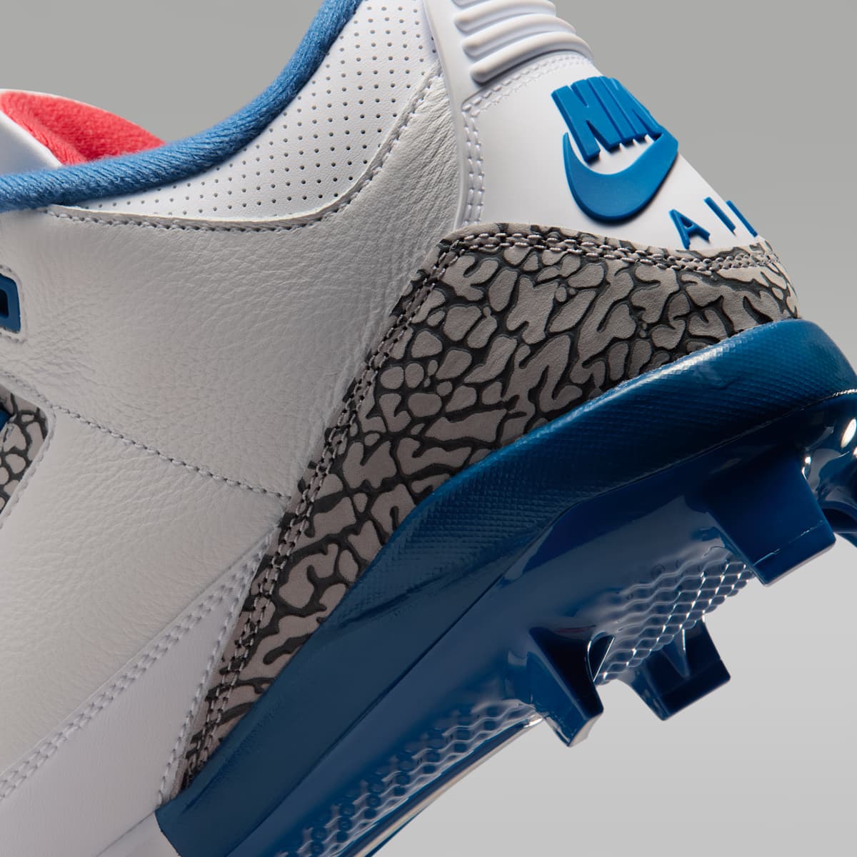 Jordan 3 Retro MCS "True Blue" Men's Baseball Cleats - White/True Blue/Cement Grey/Fire Red - Image 9
