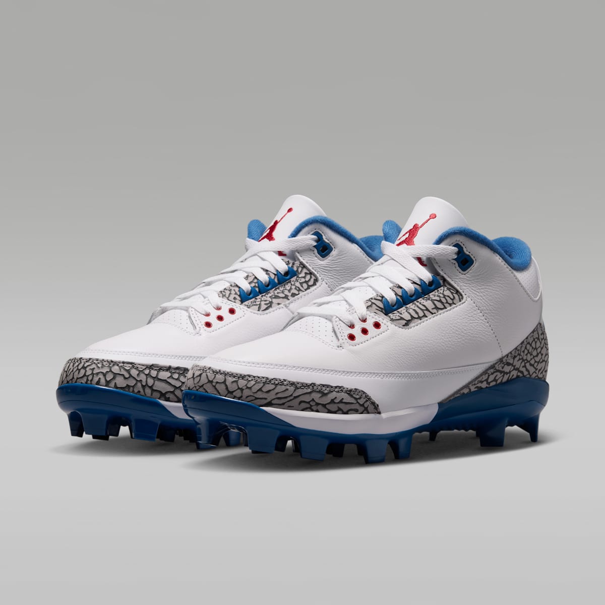 Jordan 3 Retro MCS "True Blue" Men's Baseball Cleats - White/True Blue/Cement Grey/Fire Red - Image 5