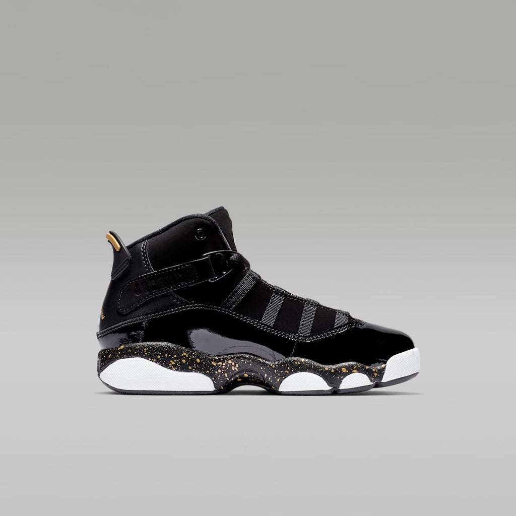 Jordan 6 Rings Little Kids' Shoes - Black/White/Metallic Gold - Image 3