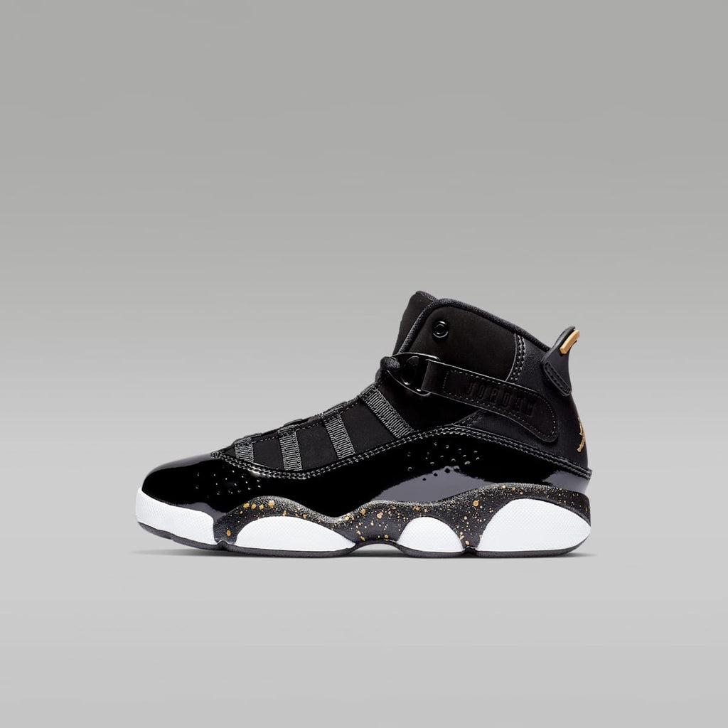 Jordan 6 Rings Little Kids' Shoes - Black/White/Metallic Gold - Image 1