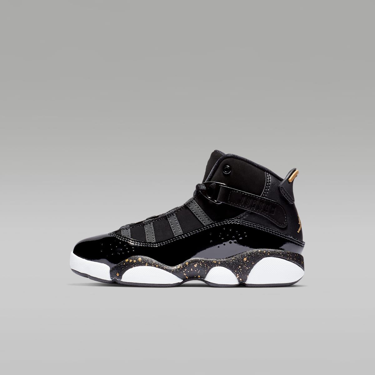 Jordan 6 Rings Little Kids' Shoes - Black/White/Metallic Gold - Image 1