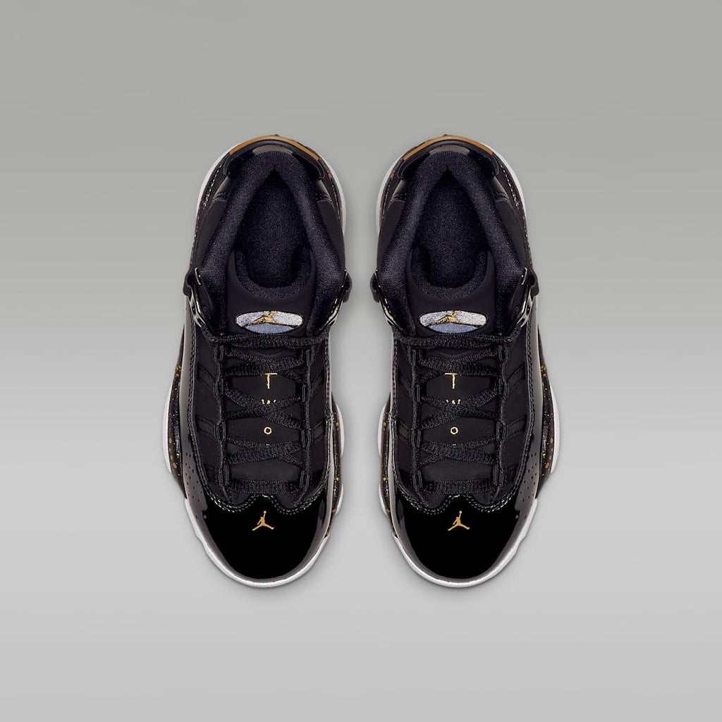 Jordan 6 Rings Little Kids' Shoes - Black/White/Metallic Gold - Image 4