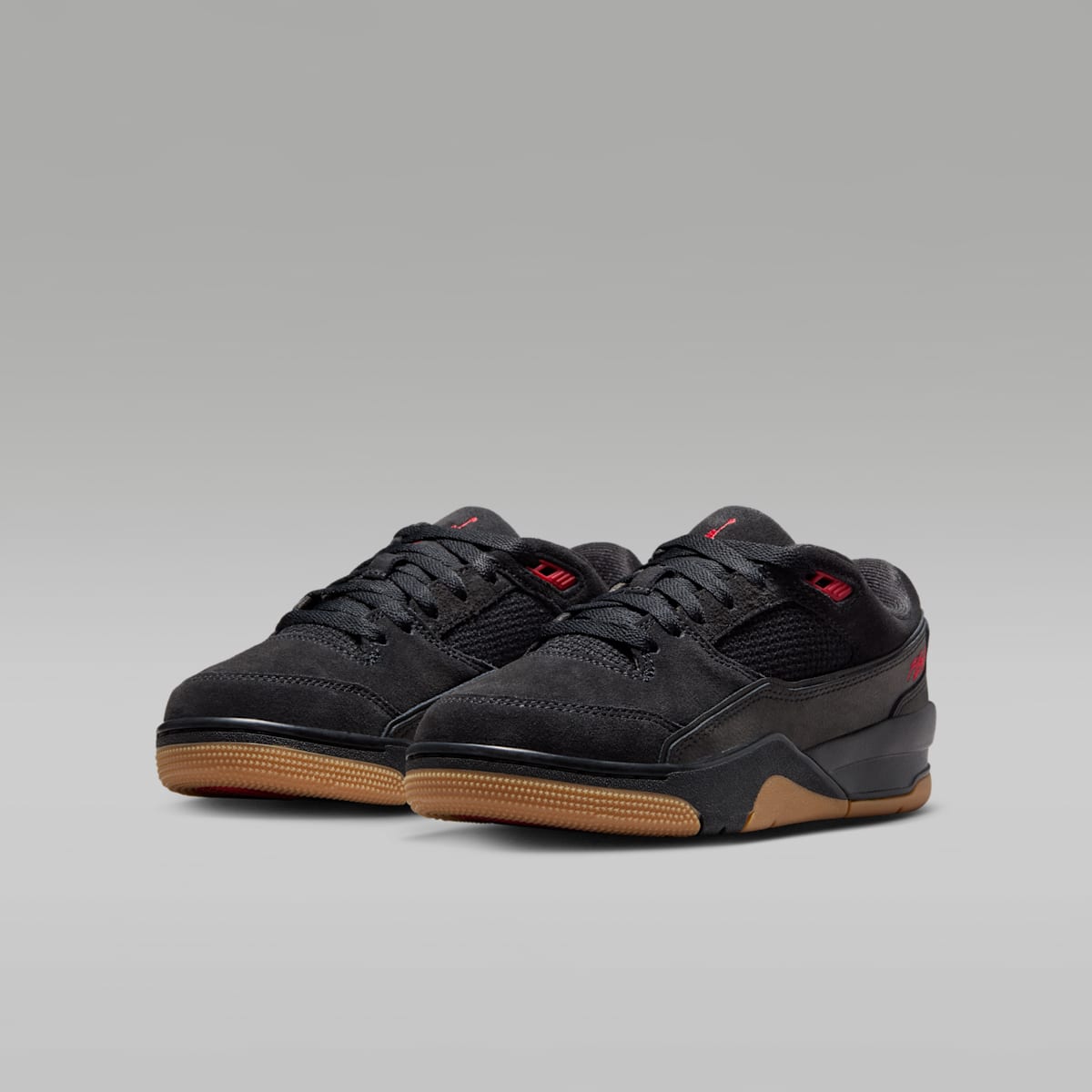 Jordan Flight Court Big Kids' Shoes - Black/Gum Medium Brown/Varsity Red