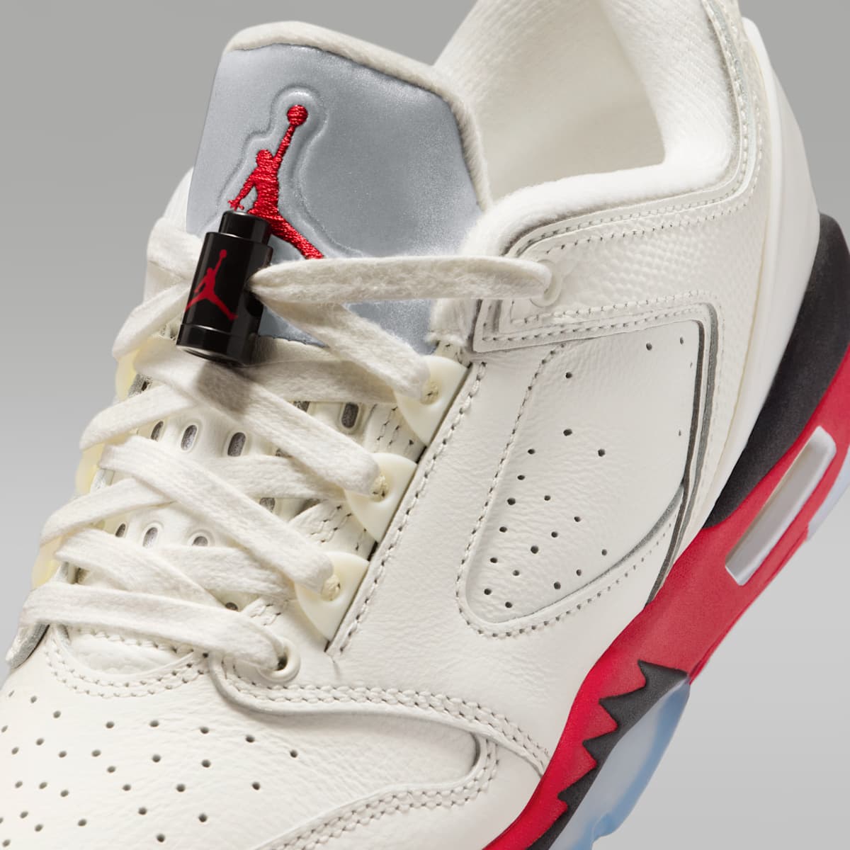 Air Jordan Sixty Plus Low Big Kids' Shoes - Sail/Black/Reflect Silver/Fire Red - Image 7