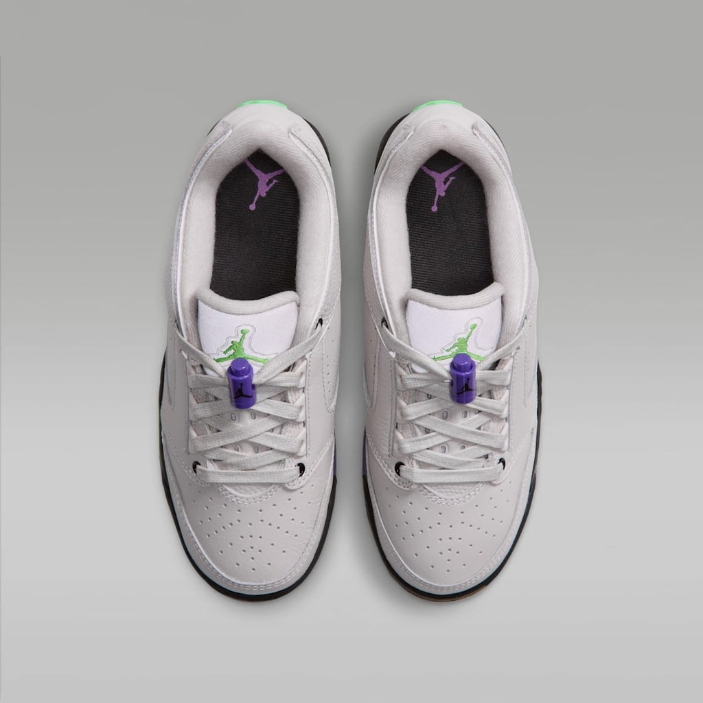 Air Jordan Sixty Plus Low Big Kids' Shoes - Light Bone/Laser Purple/Black/Scream Green - Image 4