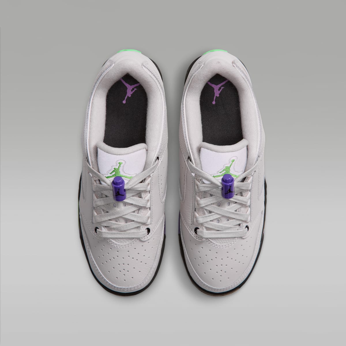 Air Jordan Sixty Plus Low Big Kids' Shoes - Light Bone/Laser Purple/Black/Scream Green - Image 4