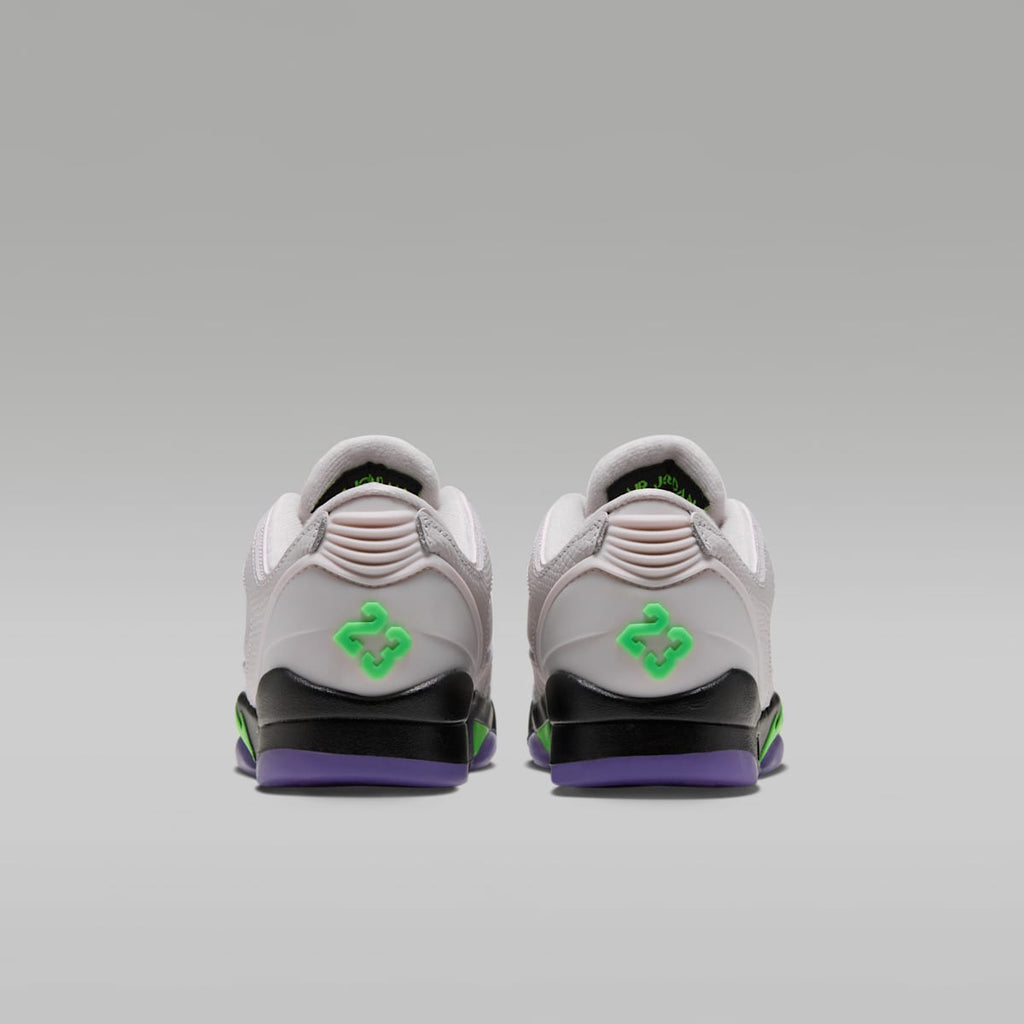 Air Jordan Sixty Plus Low Big Kids' Shoes - Light Bone/Laser Purple/Black/Scream Green - Image 6