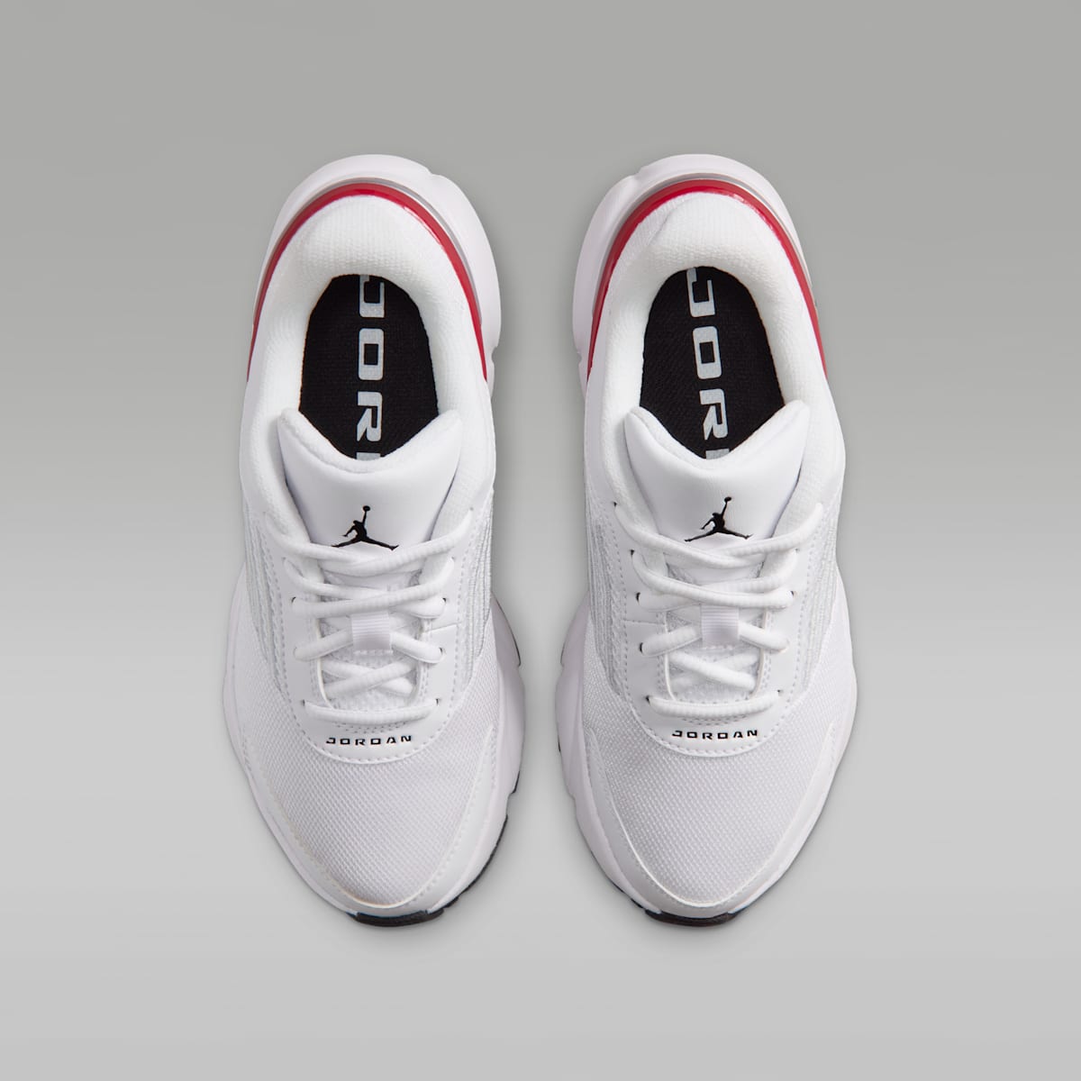 Jordan Trunner Flow Big Kids' Shoes - White/Gym Red/Metallic Silver/Black