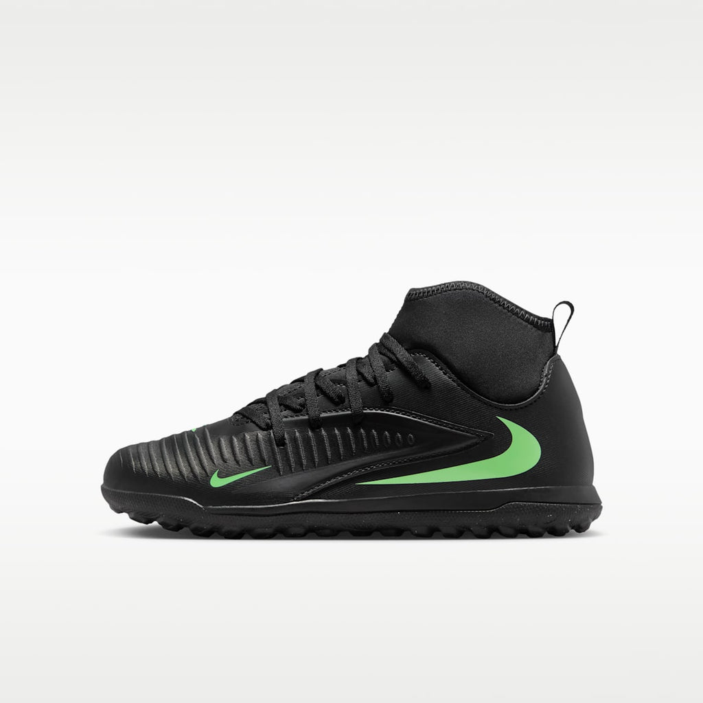 Nike Jr. Phantom 6 High Club Big Kids' Turf Soccer Shoes - Black/Black/Illusion Green