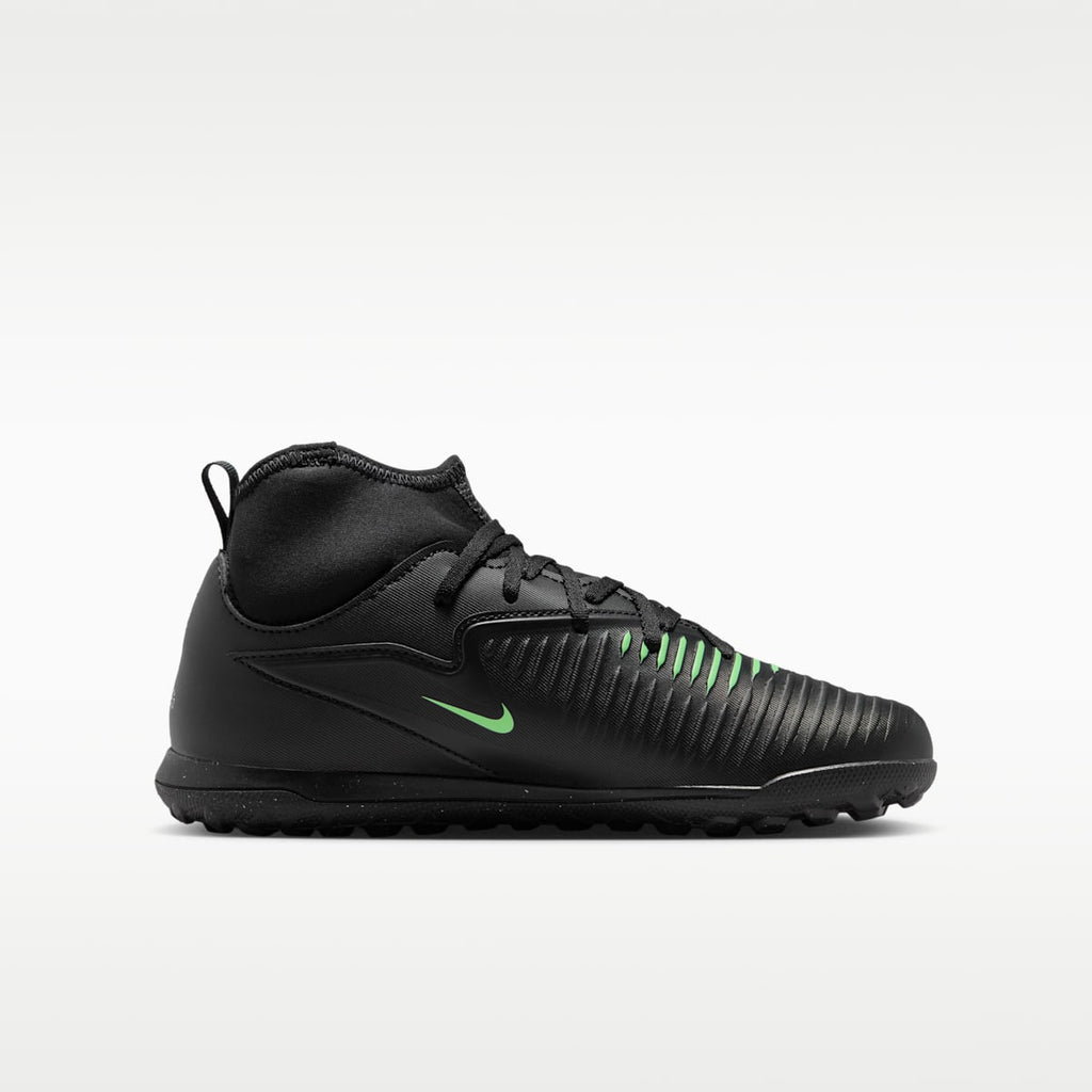 Nike Jr. Phantom 6 High Club Big Kids' Turf Soccer Shoes - Black/Black/Illusion Green