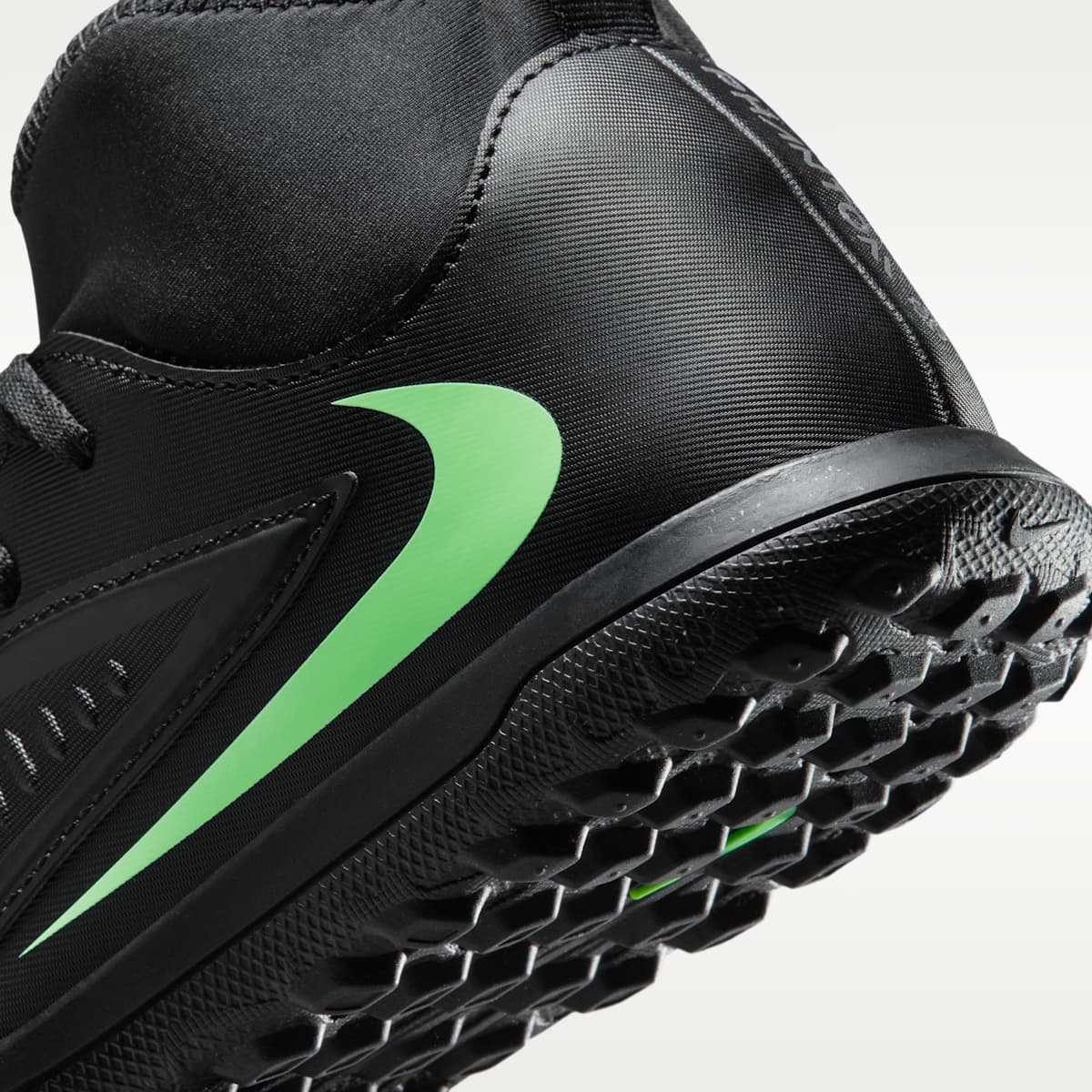 Nike Jr. Phantom 6 High Club Big Kids' Turf Soccer Shoes - Black/Black/Illusion Green