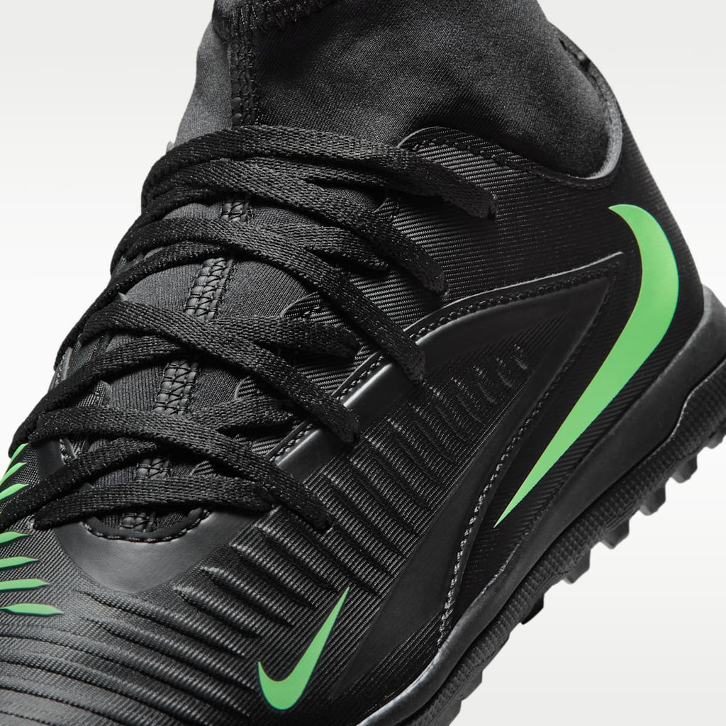 Nike Jr. Phantom 6 High Club Big Kids' Turf Soccer Shoes - Black/Black/Illusion Green