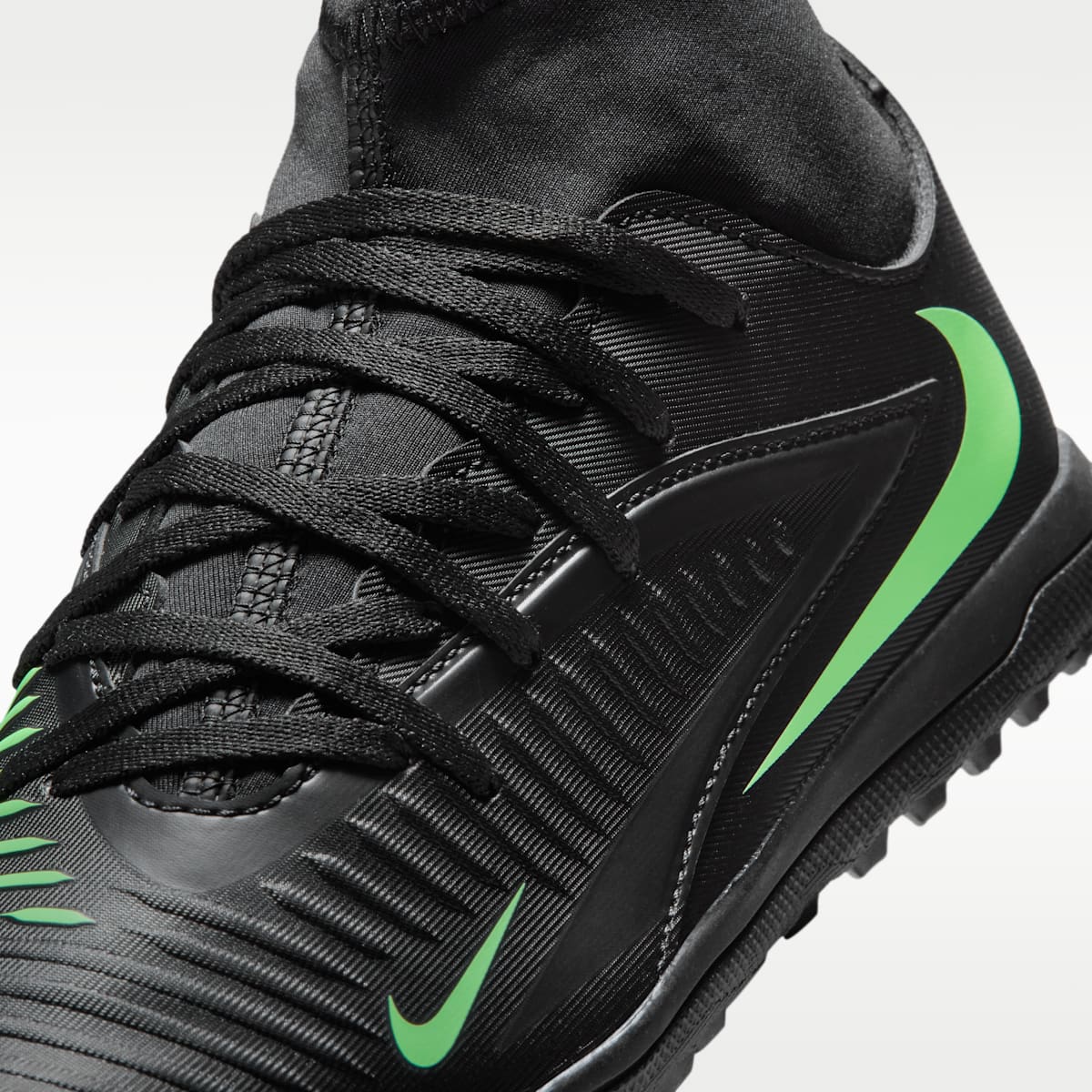 Nike Jr. Phantom 6 High Club Big Kids' Turf Soccer Shoes - Black/Black/Illusion Green