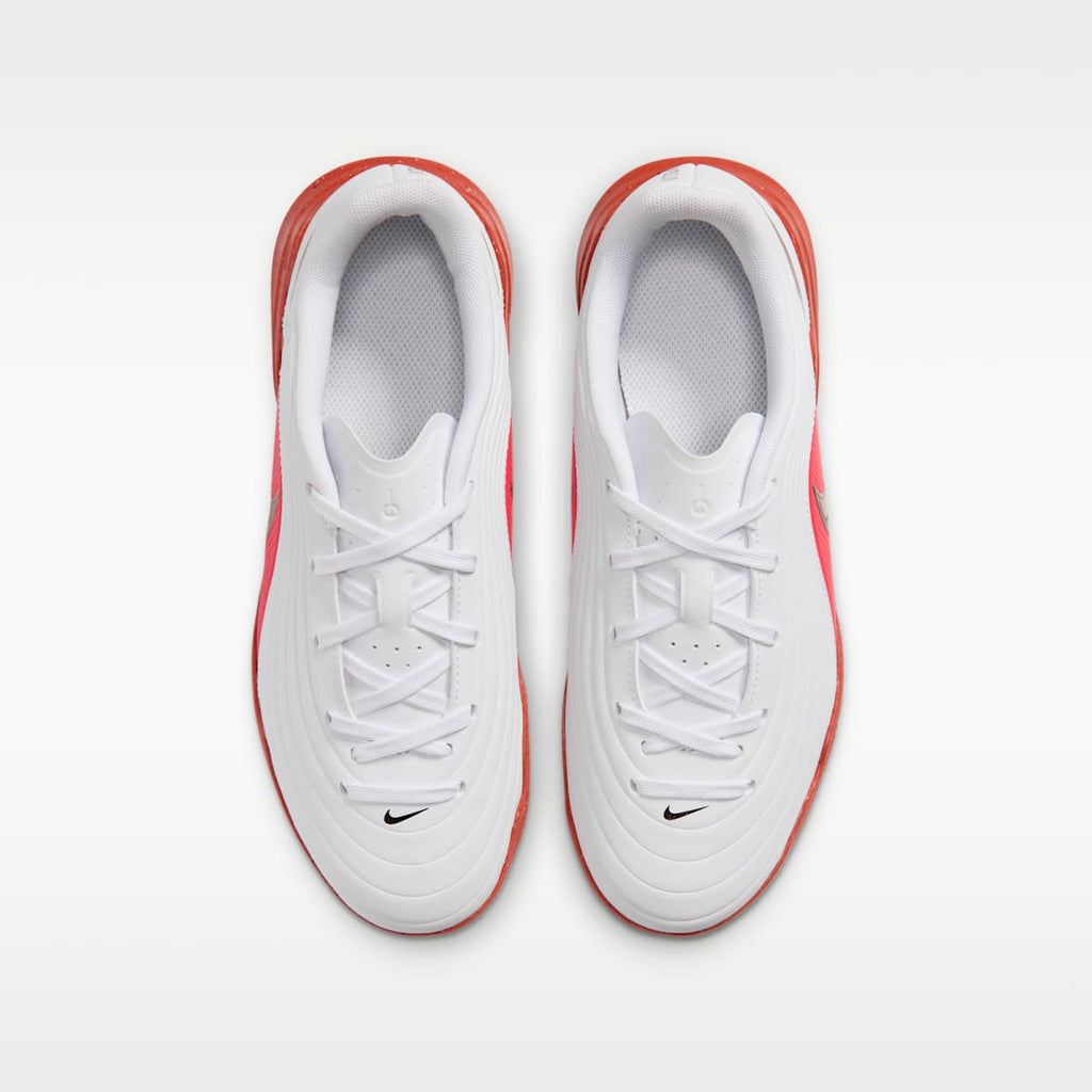 Kids' Nike Jr. Tiempo Maestro Club Indoor/Court Low-Top Soccer Shoes - White/Bright Crimson/Blur