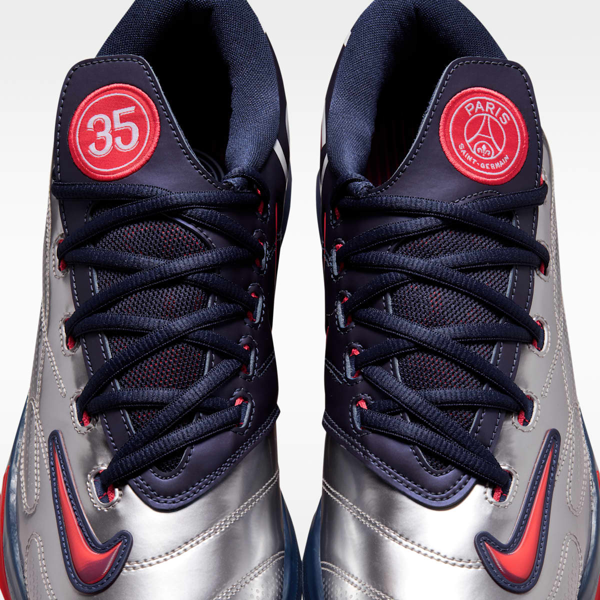 Nike KD 6 x Paris Saint-Germain Men's Shoes - Metallic Silver/Global Red/White/College Navy - Image 9