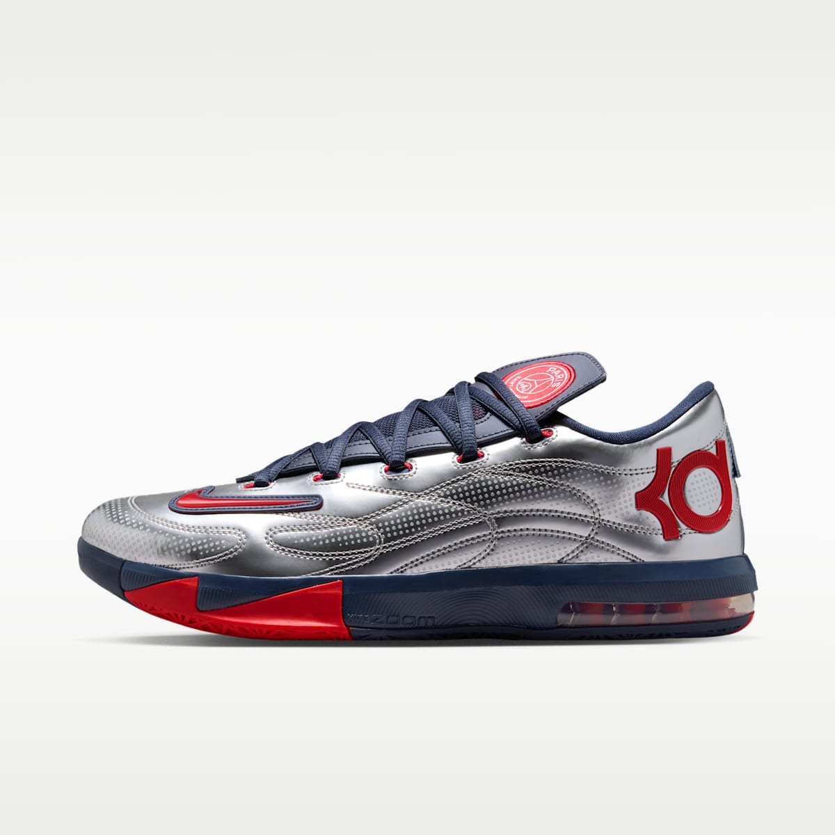 Nike KD 6 x Paris Saint-Germain Men's Shoes - Metallic Silver/Global Red/White/College Navy - Image 1