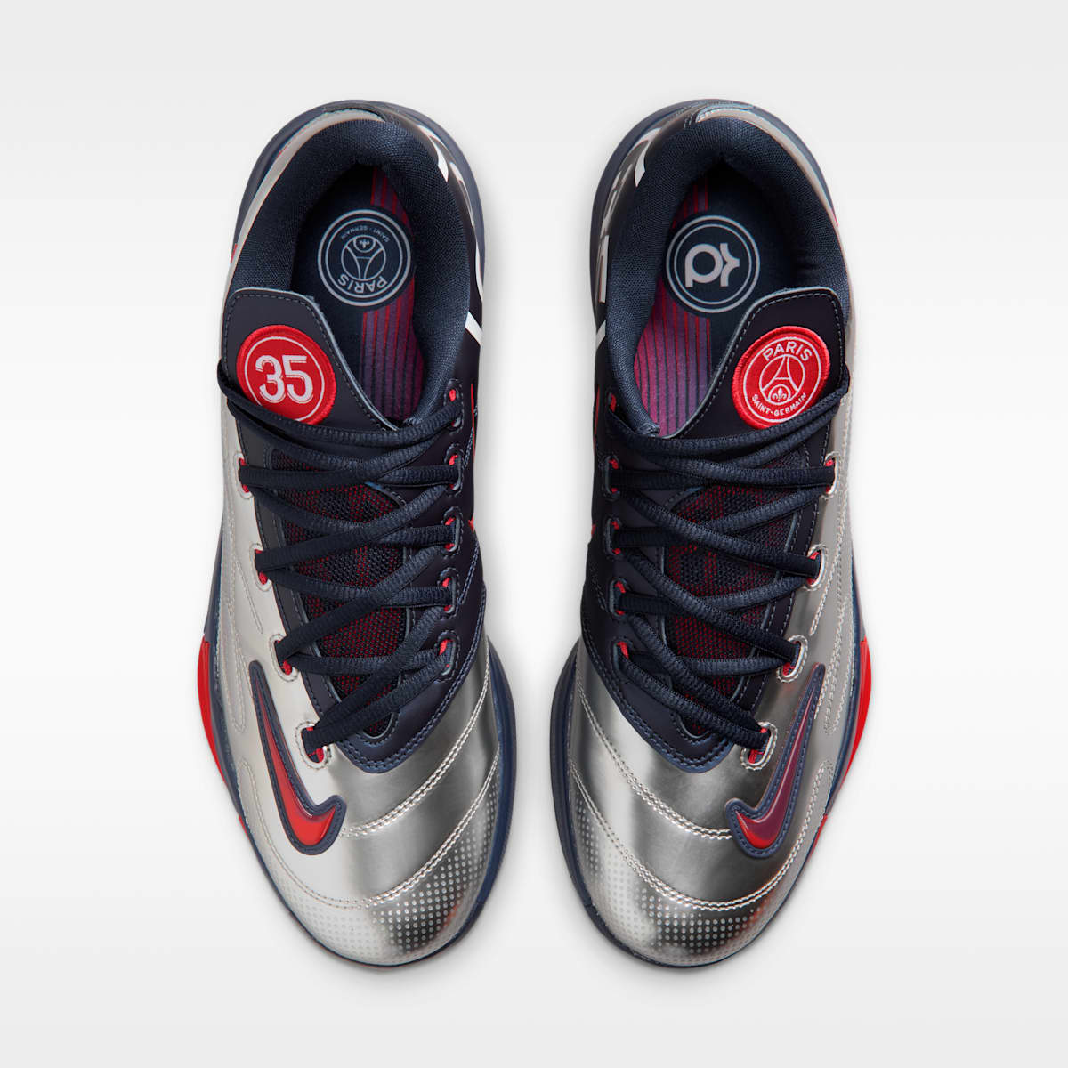 Nike KD 6 x Paris Saint-Germain Men's Shoes - Metallic Silver/Global Red/White/College Navy - Image 4