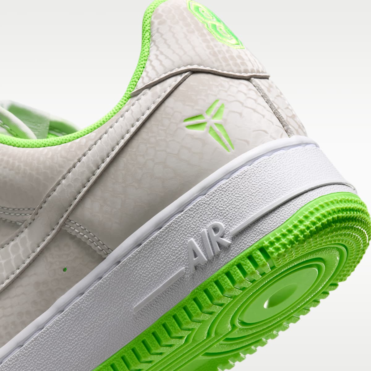 Kobe Air Force 1 Low Men's Shoes - Vast Grey/White/Electric Green - Image 8