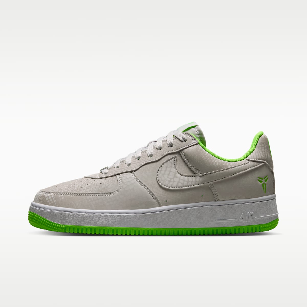 Kobe Air Force 1 Low Men's Shoes - Vast Grey/White/Electric Green - Image 1