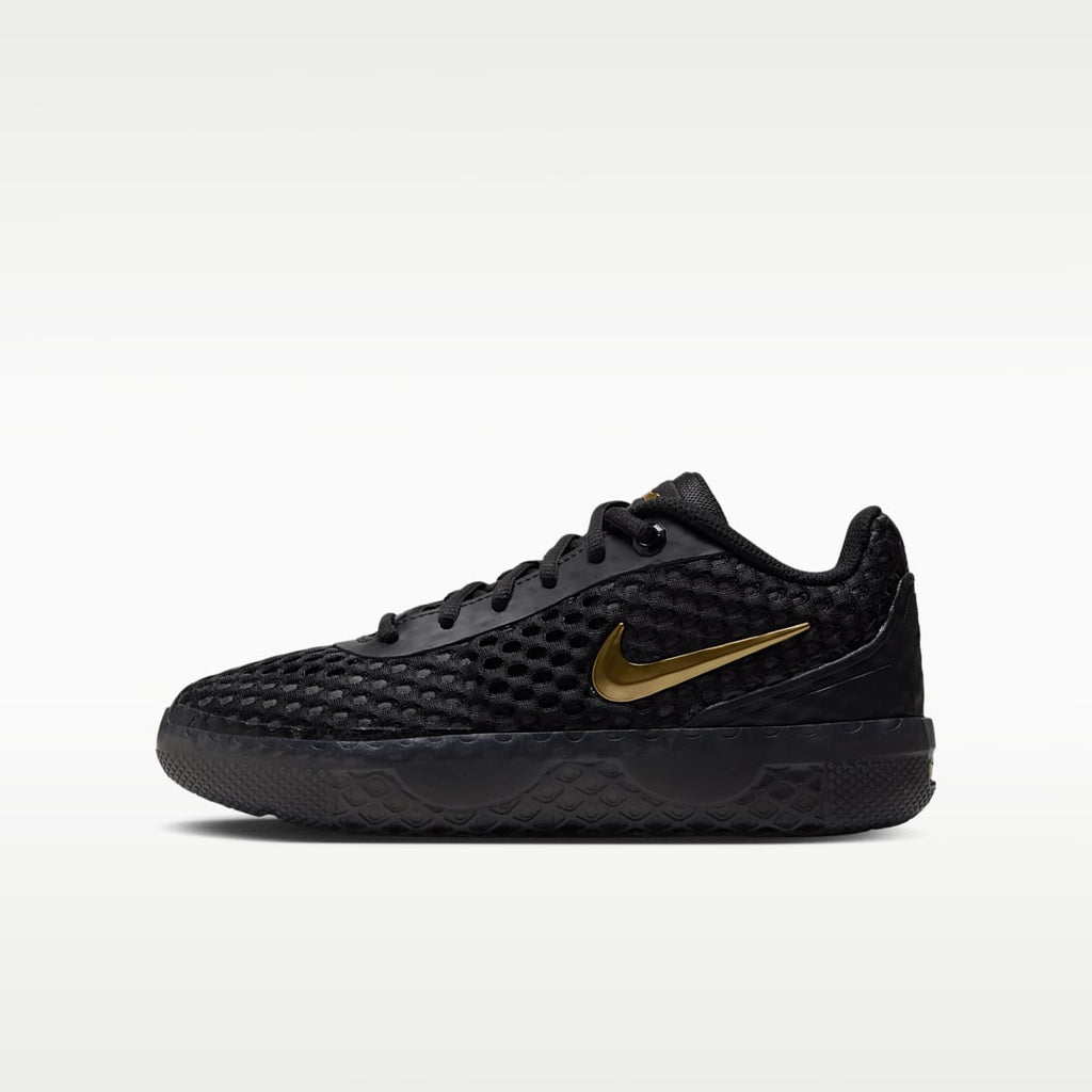 LeBron Witness X Big Kids' Basketball Shoes - Black/Black/Iron Grey/Metallic Gold