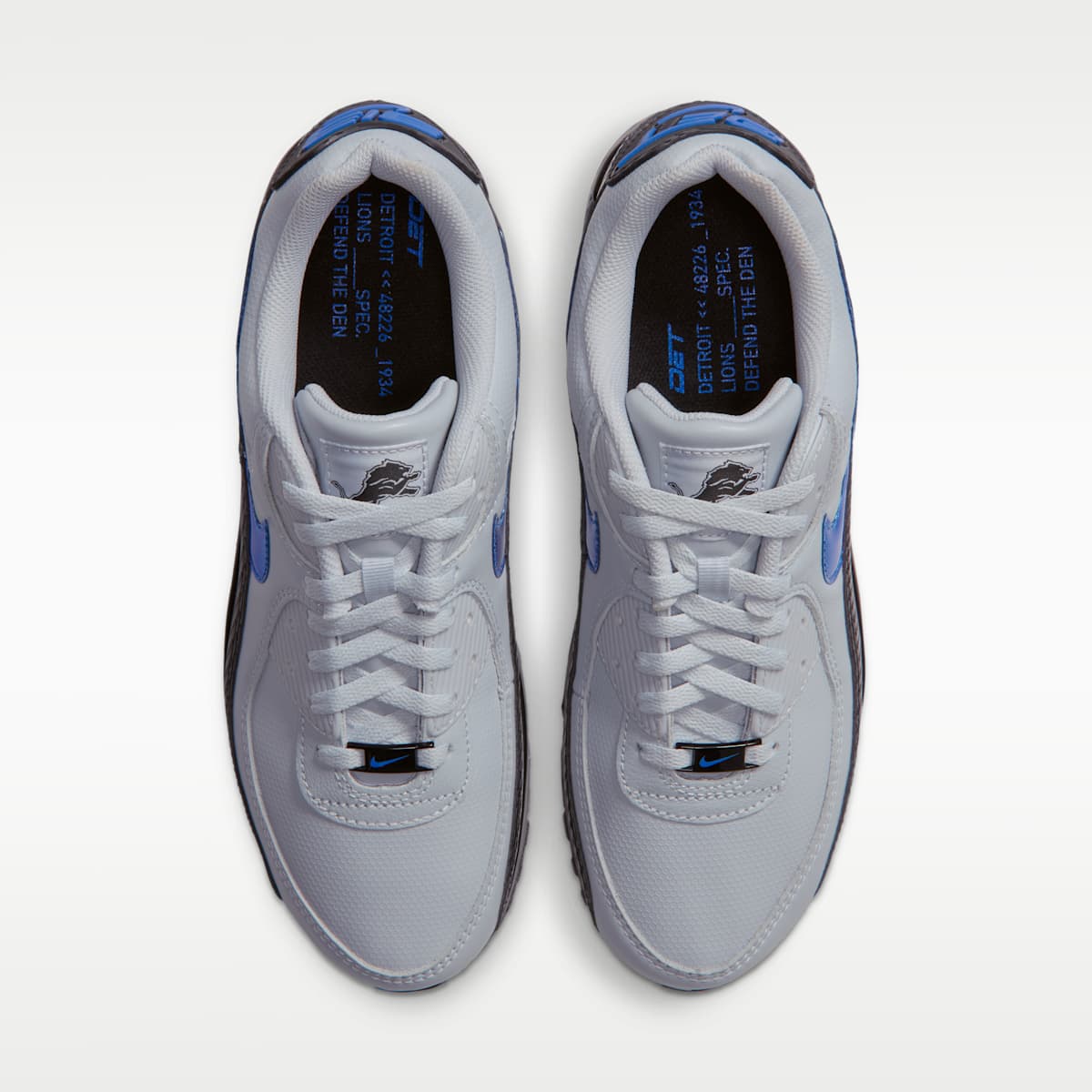 Nike Air Max 90 (Detroit Lions) Men's NFL Shoes - Field Silver/Black/Blue Spark - Image 4