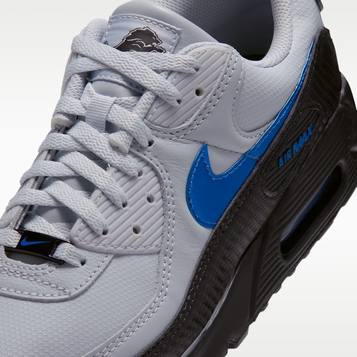 Nike Air Max 90 (Detroit Lions) Men's NFL Shoes - Field Silver/Black/Blue Spark - Image 7