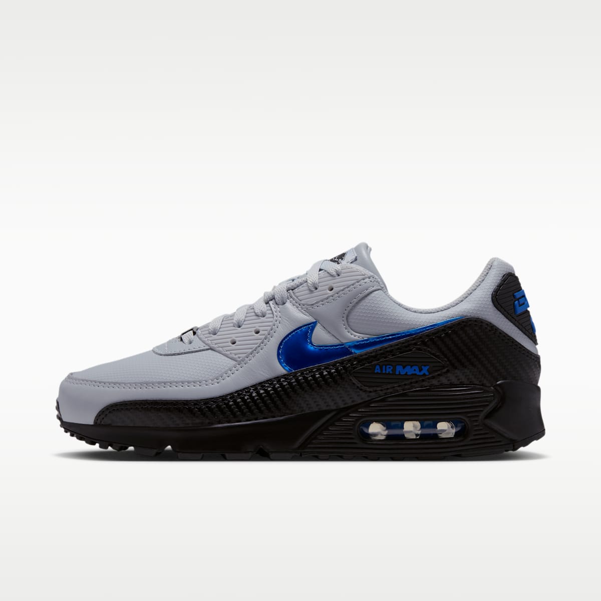 Nike Air Max 90 (Detroit Lions) Men's NFL Shoes - Field Silver/Black/Blue Spark - Image 1