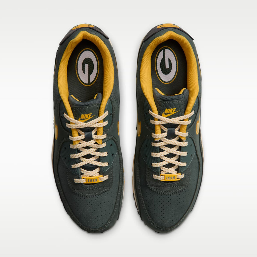 Nike Air Max 90 (Green Bay Packers) Men's NFL Shoes - Vintage Green/University Gold/Black/Alabaster - Image 4