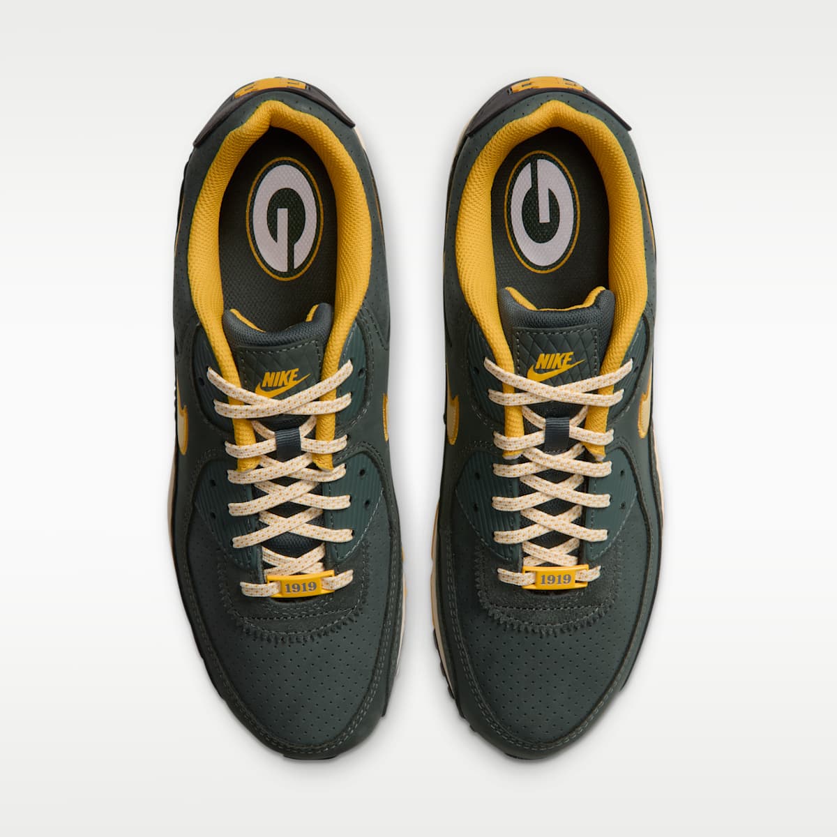 Nike Air Max 90 (Green Bay Packers) Men's NFL Shoes - Vintage Green/University Gold/Black/Alabaster - Image 4