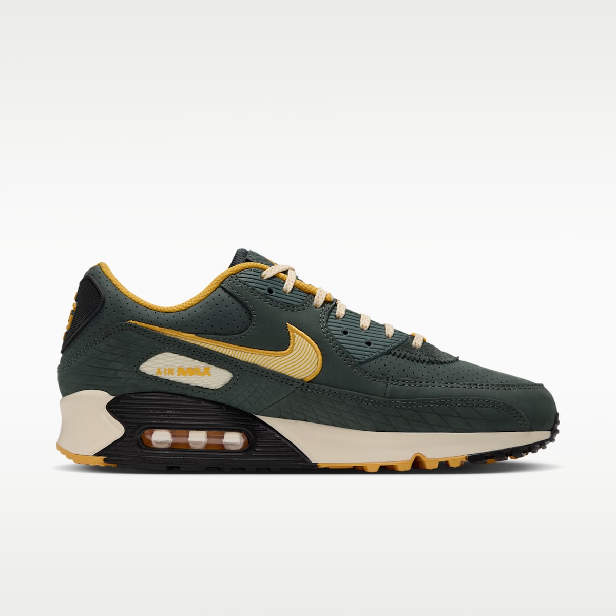 Nike Air Max 90 (Green Bay Packers) Men's NFL Shoes - Vintage Green/University Gold/Black/Alabaster - Image 3