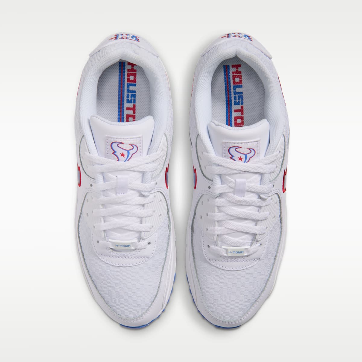 Nike Air Max 90 (Houston Texans) Men's NFL Shoes - White/White/Italy Blue - Image 4