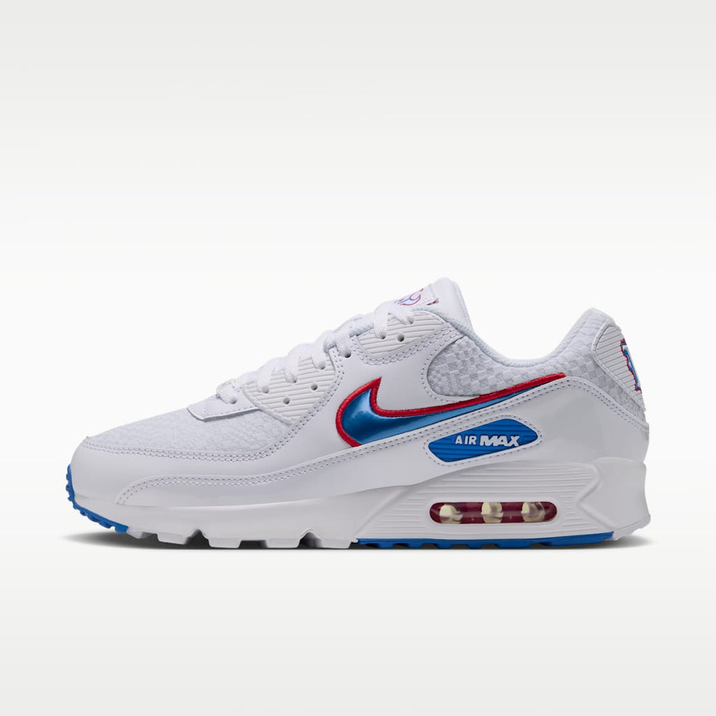 Nike Air Max 90 (Houston Texans) Men's NFL Shoes - White/White/Italy Blue - Image 1